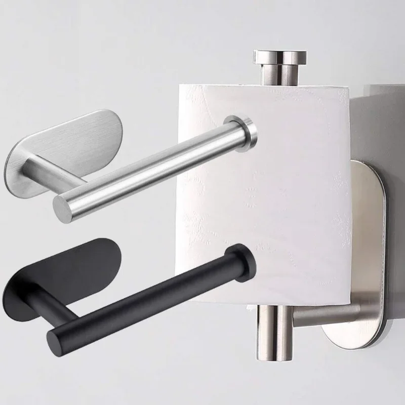 Wall Mounted Storage Rack Toilet Paper Box Adhesive Stainless Toilet Paper Holder Bathroom Kitchen Roll Paper Tissue Towel Dispenser Napkins