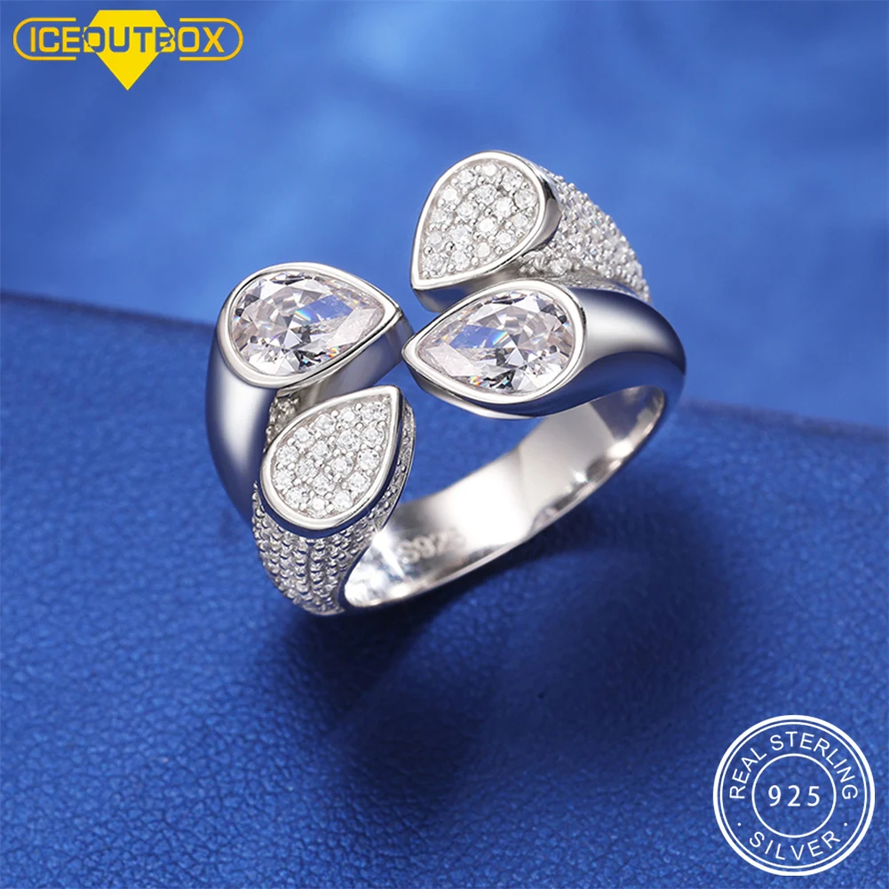 925SterlingSilverRingsForWomenDVVSMoissaniteDropwaterShape