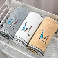 34x75cm 100% Cotton Thicken Absorbent Embroidered Family Wash Face Wipe Home Bathroom Hand Body Towel 2