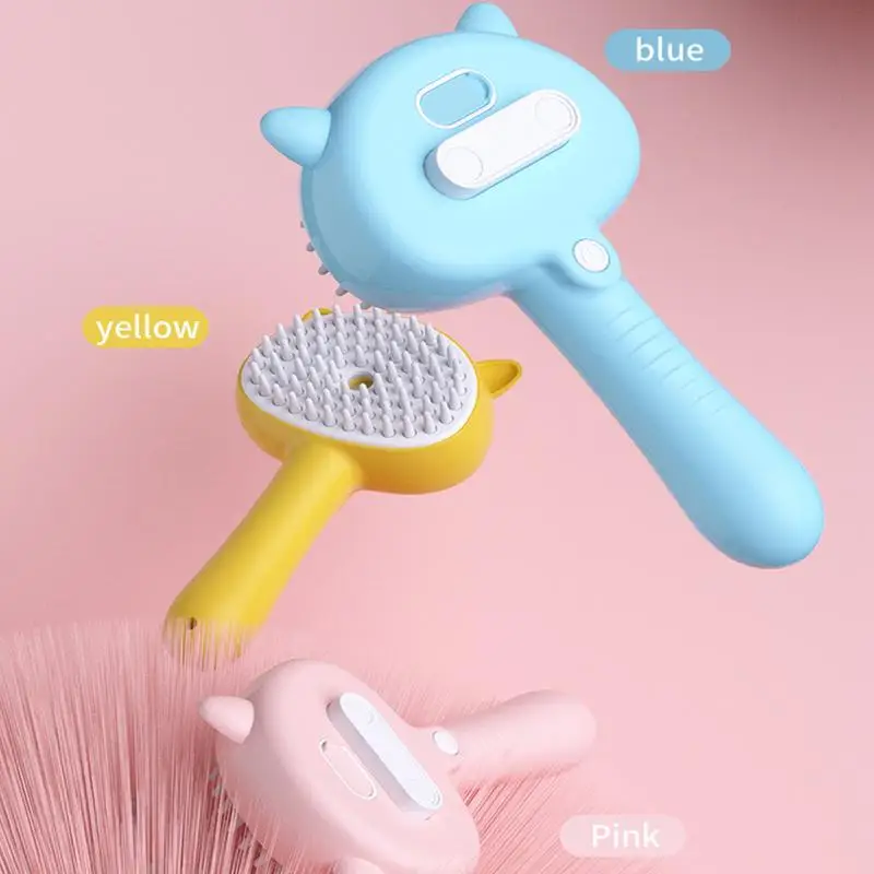 인체공학적 손잡이가 있는 고양이 브러시, 스팀 충전식 그루밍 브러시, 핸드 헬드 마사지 브러시, 150mAh 배터리 쉐딩