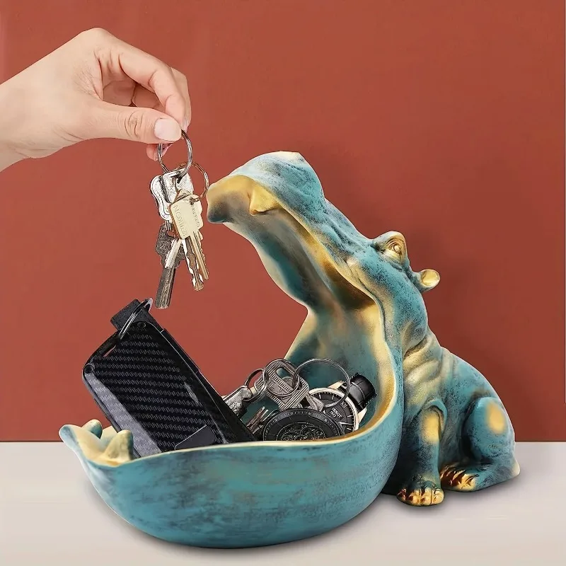 

Luck Nordic Big Mouth Hippo Ornament,Living Room Shoe Cabinet Entrance Key Storage Box,Desktop Candy Jewelry Storage Tray