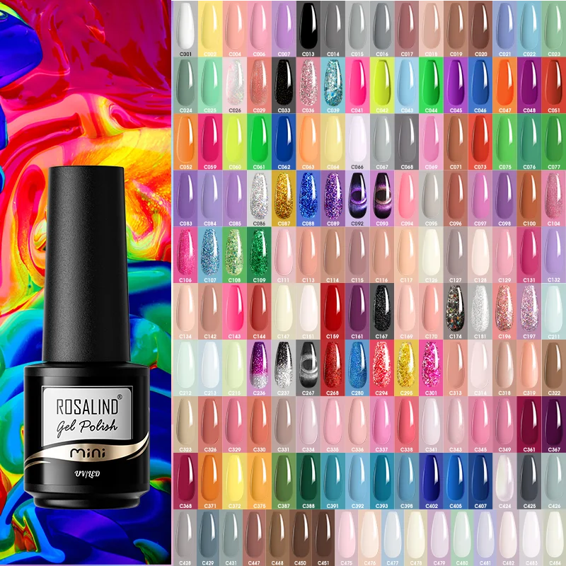 ROSALIND Mini Gel Nail Polish All For Manicure Semi Permanent Soak Off Gel UV LED Varnishes Base Top Matte Coat