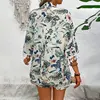 Two Piece Set For Women Outfits Open-front Cardigan Smock Flower Printed Beach Shorts Summer Suits Female Clothing Beachwear 4