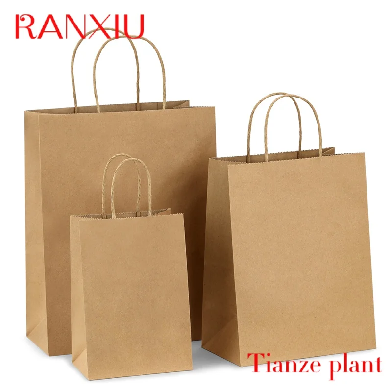 Custom Eco Reusable Hard Large Fast Food Packaging Takeaway Custom Logo Twisted Handle Kraft Paper Bag custom custom printed fast food french fries fried chicken packaging burger hotdog container easy flat paper box for takeaway pa