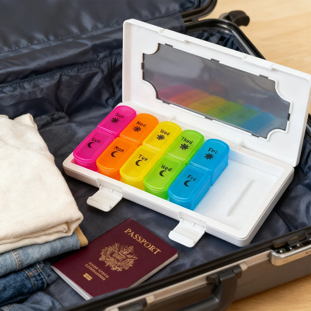 1PC Weekly Pill Case Pillbox 7 Days Medicine Tablet Box Portable Travel Drugs Storage Organizer Secret Compartments Pill Box