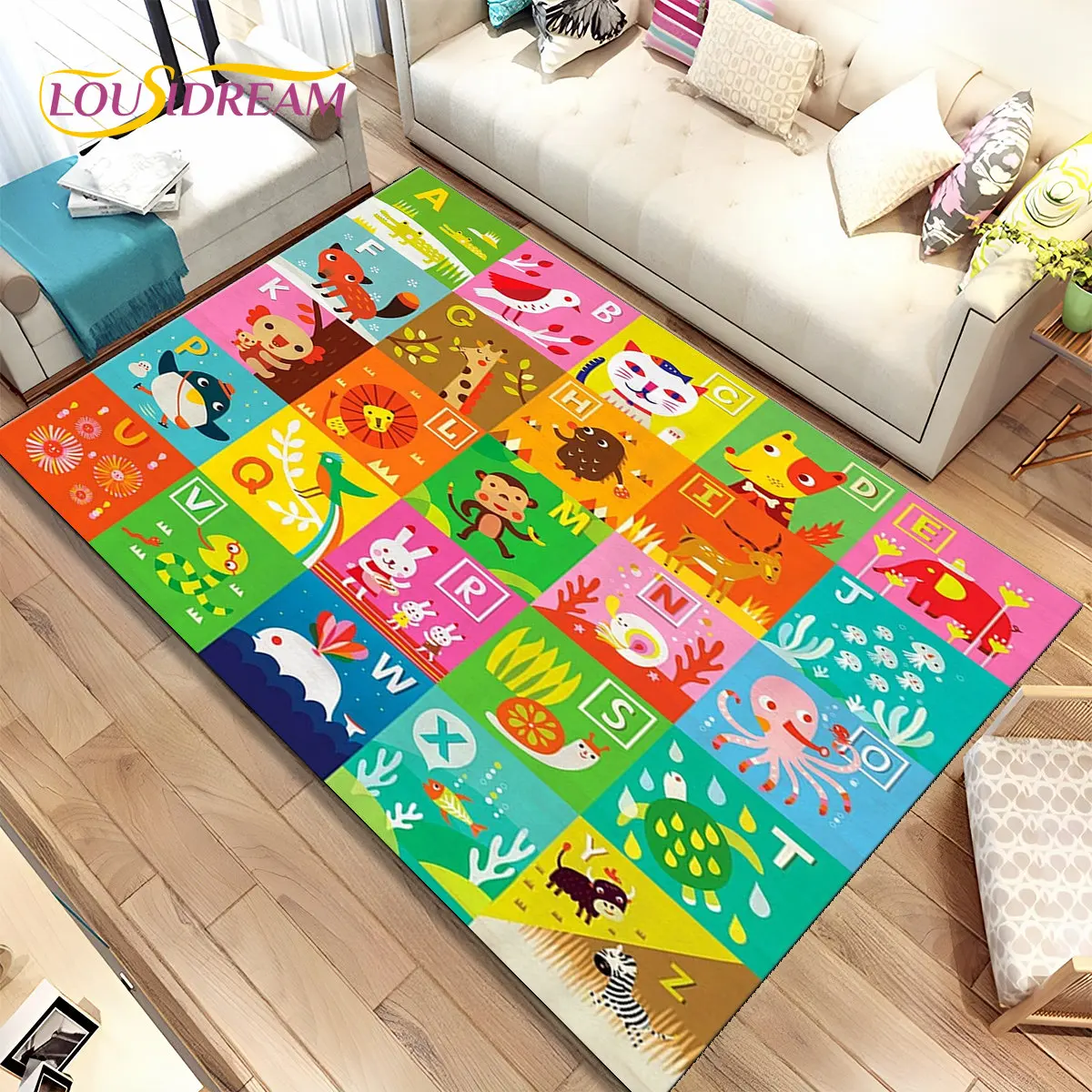 

ABC Cartoon Kids Playroom Alphabet Children Crawling Early Education Area Rug,Carpet for Living Room Bedroom Sofa,Non-slip Mat