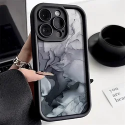 Elegant Marble Design Shockproof Phone Cover - Soft TPU Silicone Protection for iPhone 16 Pro Max (Black DK35)