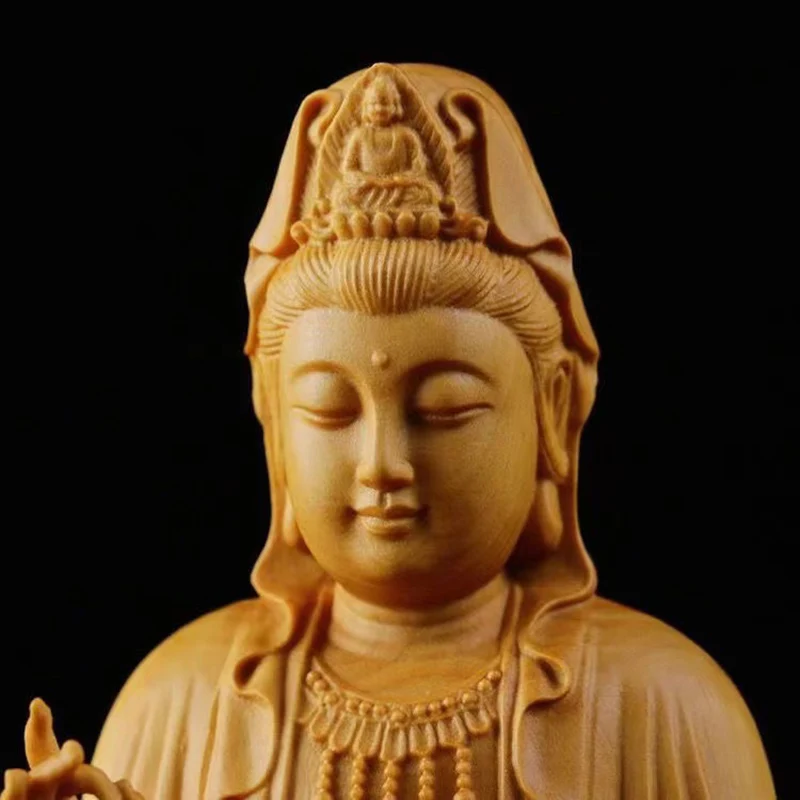 Naturalny cyprys GuanYin, Sakyamuni posąg postaci buddy, solidne posągi drewniany budda w biurze biura Feng Shui