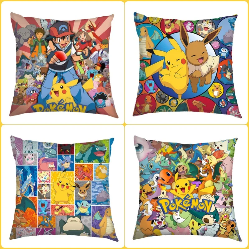 AnimePokemonCartoonPillowCover45X45CmSquarePikachuPillowcase