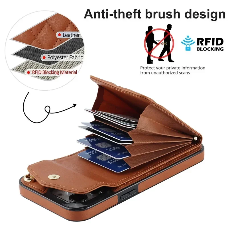 Luxurious Crossbody Lanyard Leather Wallet Phone Case with Cardholder and Flip Cover