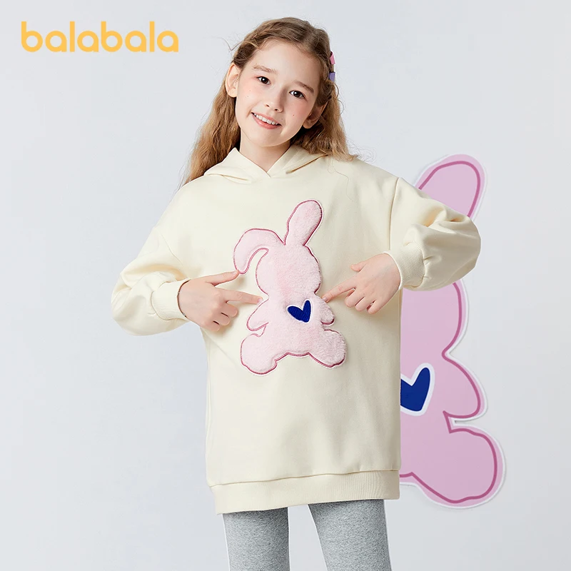 

Balabala Toddler 2023 Girl Fleece Sweater Autumn Winter New Fashion Trendy Cute Top Loose Long Profile