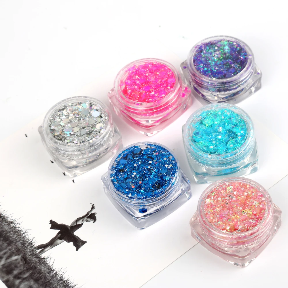 Glitter makeup Holographic Sequins Hair Body Face Glitter Gel Art Loose Shimmer Eye Shadow