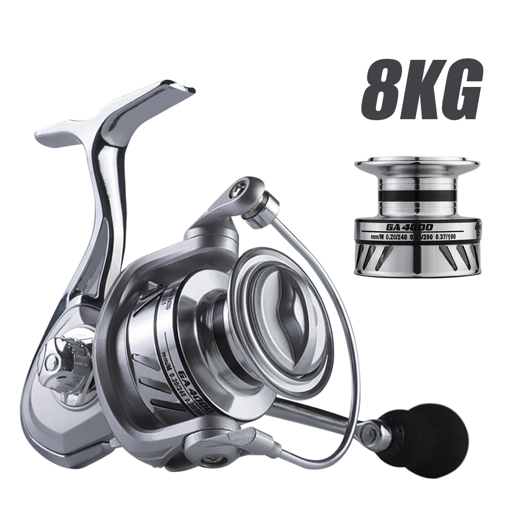

Spinning Reel GA1000-7000 Series 8KG Max Drag 5.2:1 Ratio Reversible Handle Carp Bass Freshwater Saltwater Fishing Accessories