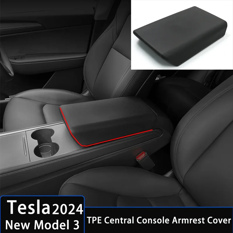 

Central Control Armrest Box Protective Cover for Tesla Model 3 Highland 2024 TPE Non-slip Mat Protector Pad Interior Accessories