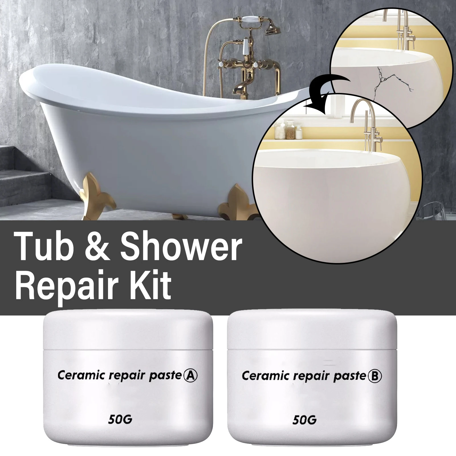 Tile Repair Glue 30/100g AB Adhesive Ceramic Marble Floor Tile Toilet Washbasin Crack Caulk
