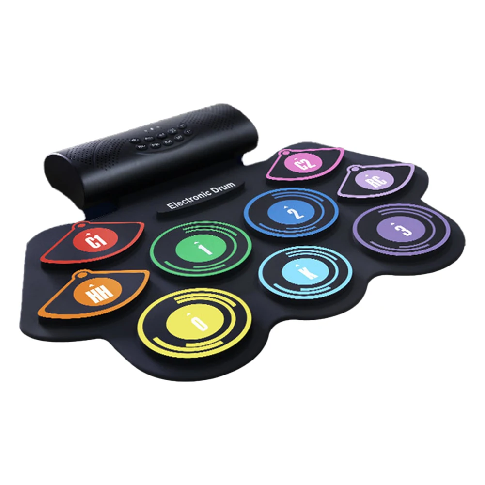 Musical Percussion Instruments Electronic Drum Pad 9 Pads Roll Up Drum Kit Built-in Speaker Electronic Roll Up Drum Pad Set Drumsticks Sustain Pedal Kids Beginners