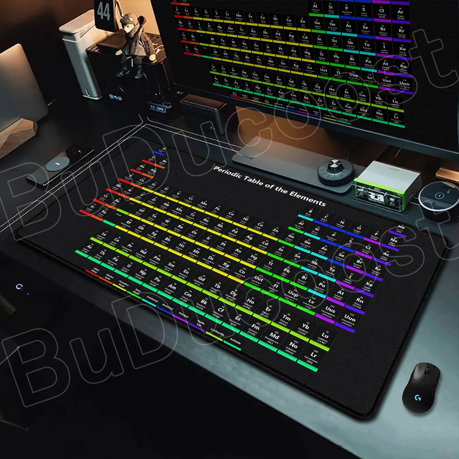 Gaming-Mauspad, 400 x 900 cm, großes Periodensystem der Chemical Elem, Mauspad, XXL, rutschfestes Gummi-Mauspad, Spiel-Tastaturmatte, Schreibtischunterlage