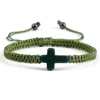 Bracelet en corde tressée fait main, turquoise naturelle, croix de Jésus, bracelet réglable pour homme, femme, couple, bijoux religieux porte-bonheur, cadeau