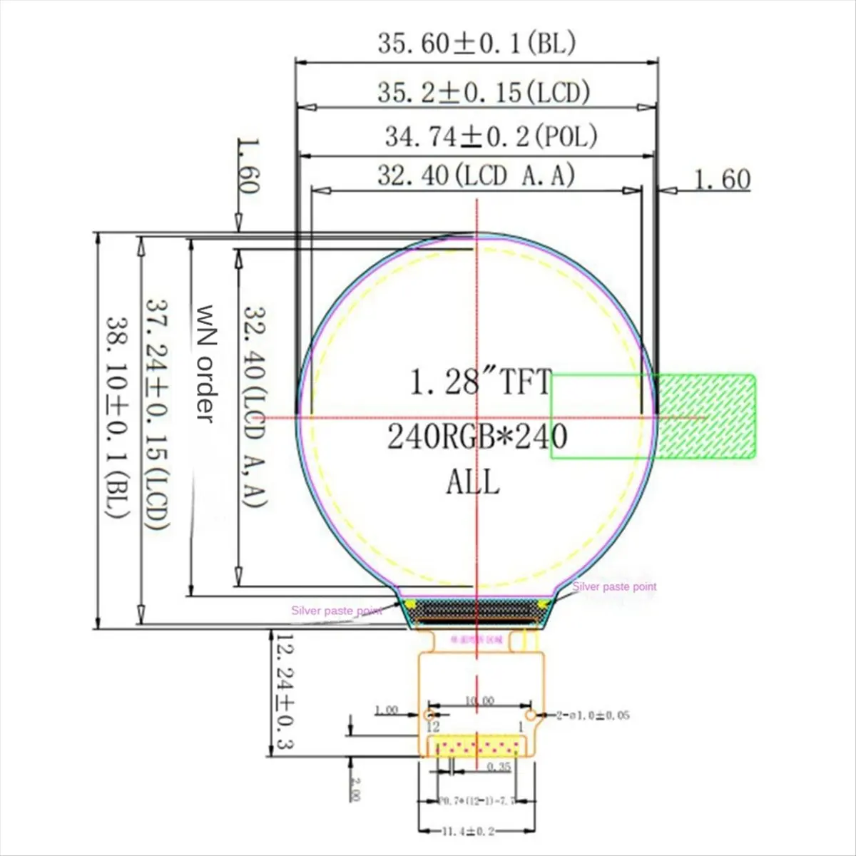 T81C 1.28인치 IPS LCD 디스플레이, 다채로운 컬러 LCD, 원형 240x240 디스플레이, HD IPS LCD, GC9A01 드라이버