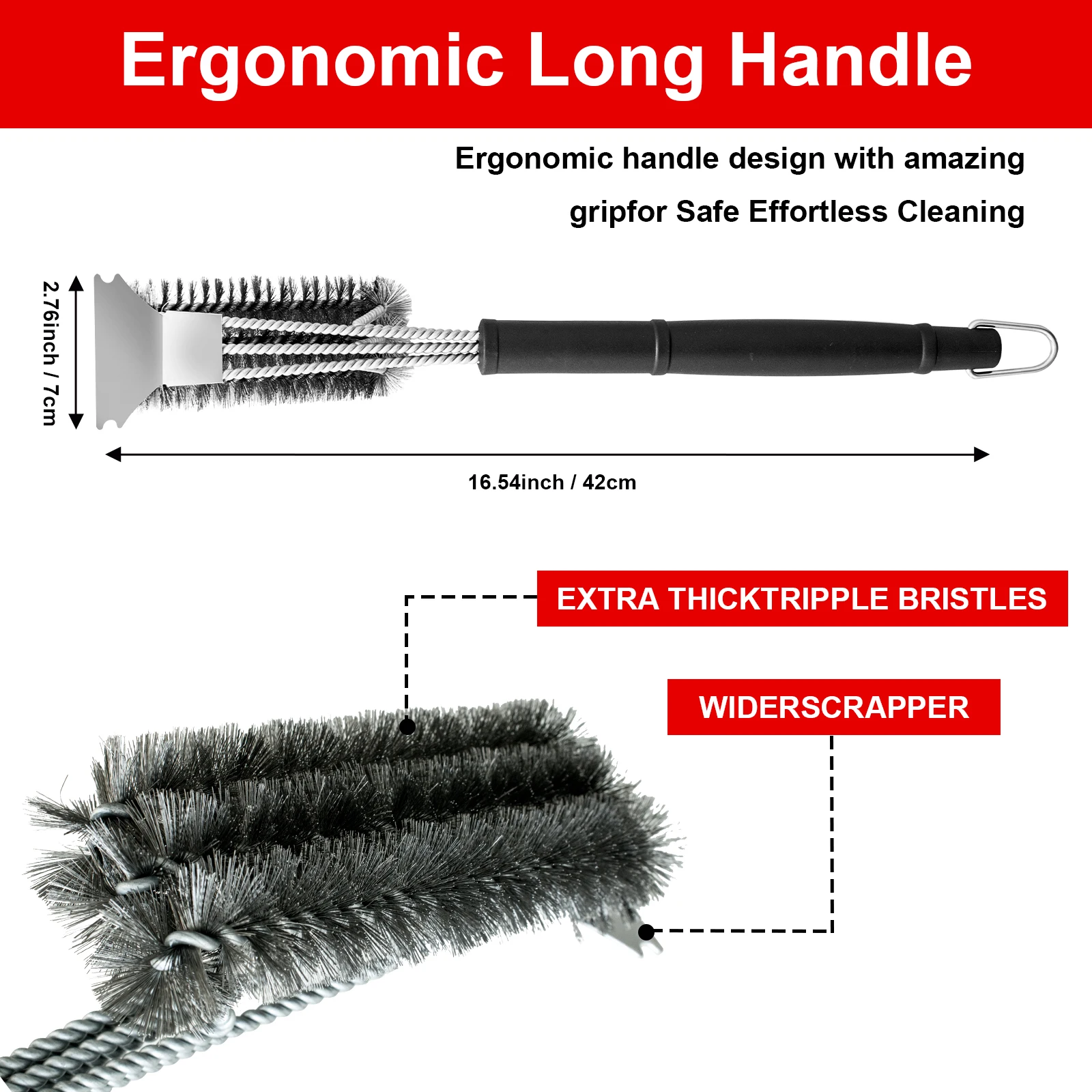 Grill Brush and Scraper Safe BBQ Brush for Grill Extra Strong BBQ Cleaner Accessories Portable Camping Grills Tools
