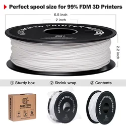Premium TPU 3D Printer Flexible Filament - 1kg Spool, 1.75mm, Non-Toxic, Vacuum Packed, Shore Hardness 95A (White)