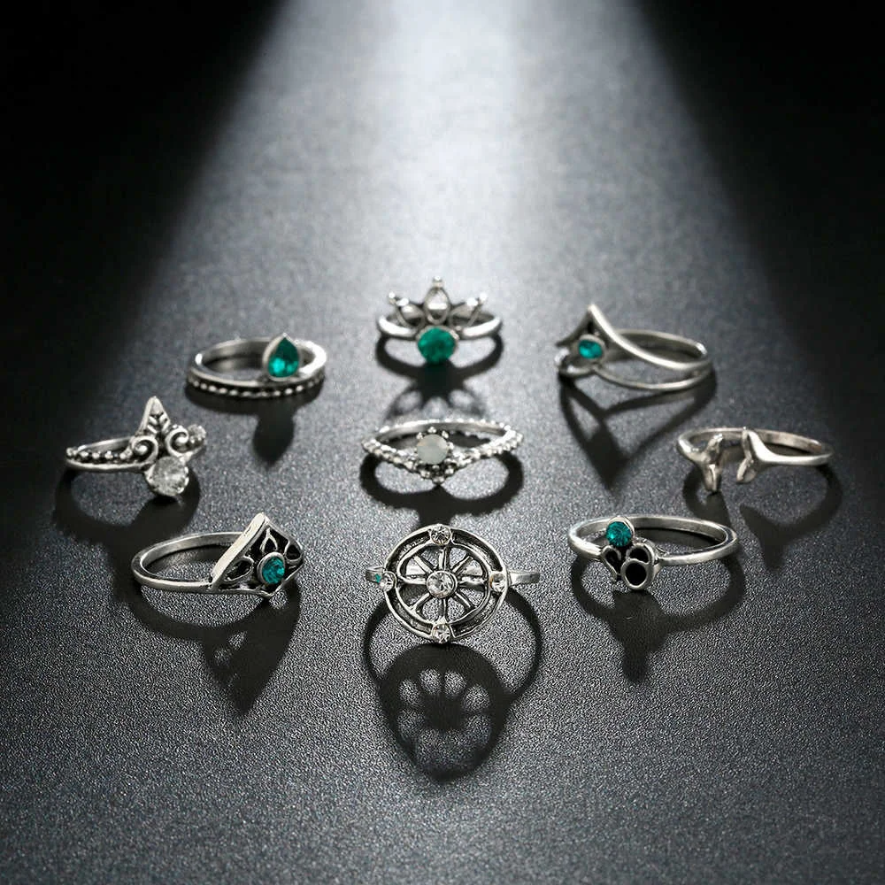 Meyfflin Vintage Knuckle Ring Set für Frauen Mode Anel Aneis Bague Femme Stein Midi Finger Ringe Boho Schmuck 10 teile/satz – Detail 40