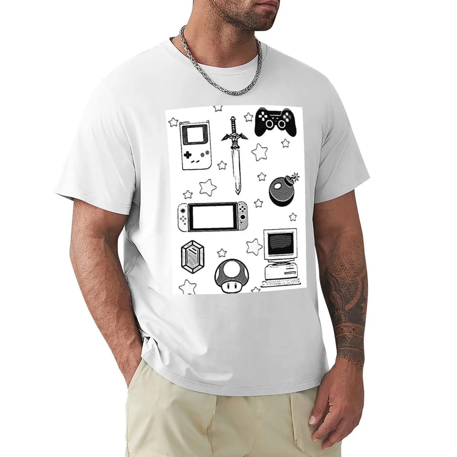 

viddy games T-shirt cute tops summer clothes Short sleeve tee mens workout shirts