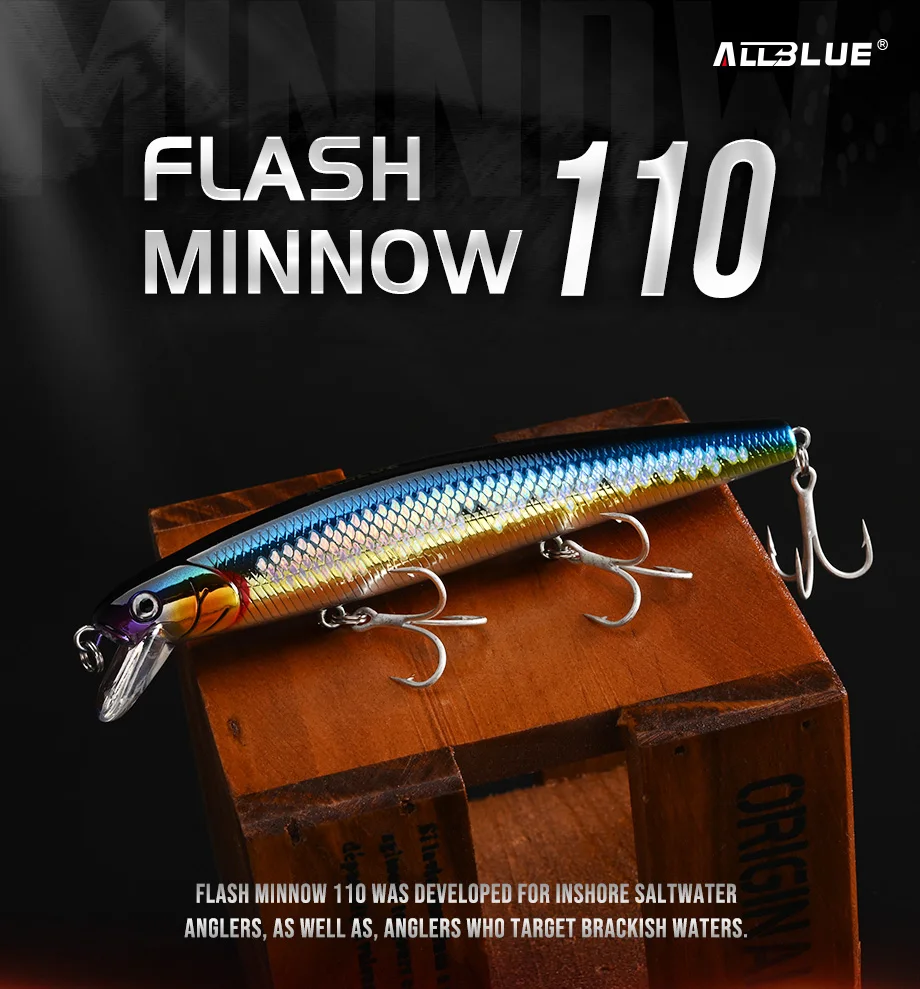 Allblue Flash Elritze 110 Angel köder 110mm 5/8 Unzen Glow Jerkbait Wobbler langsam aufhängend Kunststoff-Köder-Bass Hecht gerät – Detail 1