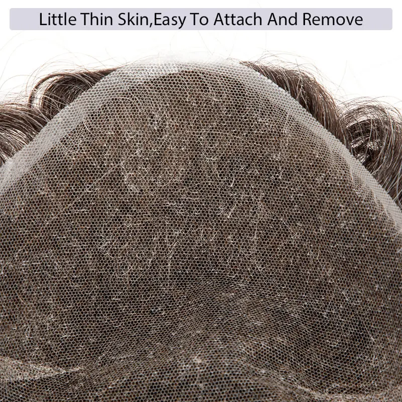 Parrucca da uomo in pizzo svizzero, protesi capillare maschile, base in pizzo completo, parrucche in capelli umani per uomo, sistema di parrucche da uomo con linea naturale dei capelli - immagine 5