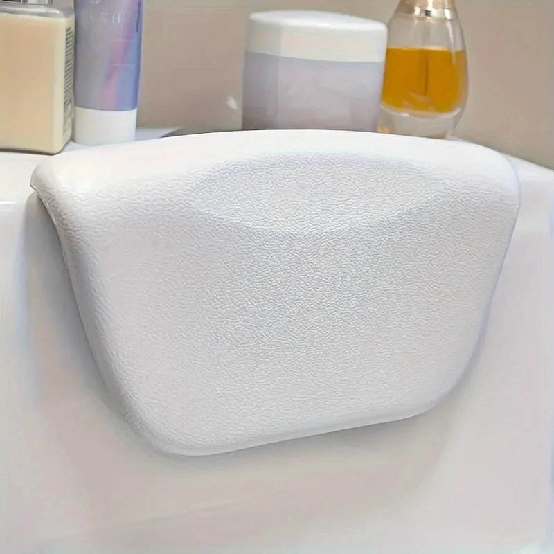 PU Foam Bathtub Pillow with Suction Cups, Waterproof Bathroom Accessories for Spa, Non-Slip Bathtub Headrest