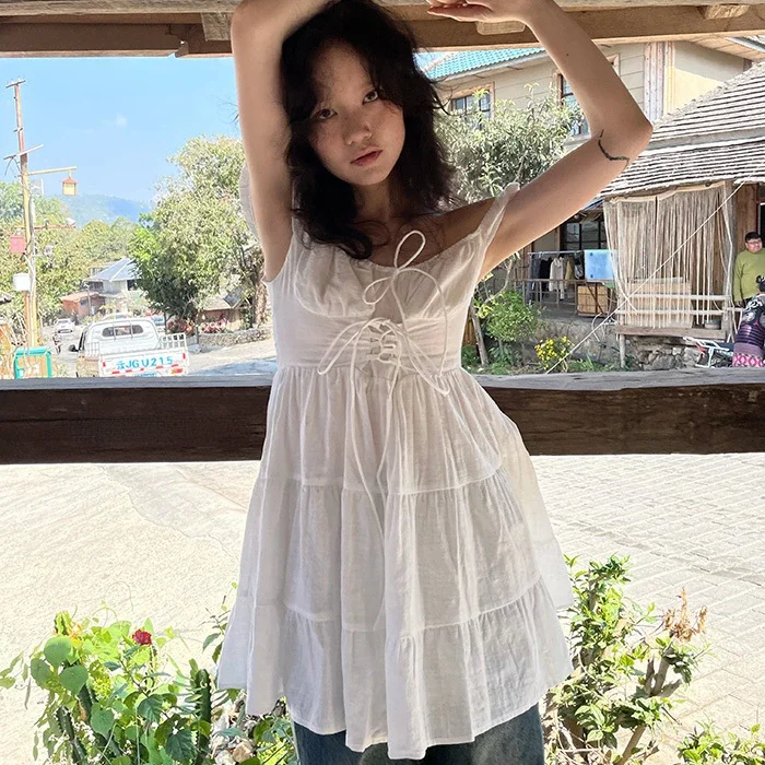 White Milkmaid Top Pokn Milk Maid Dress Y2K Dress Lace Mini