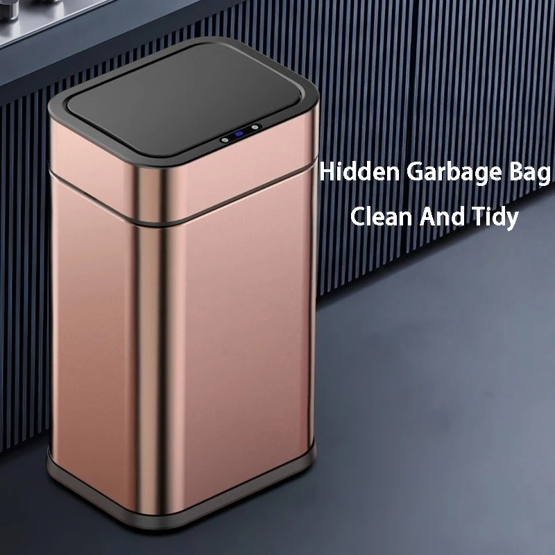 자동 센서 쓰레기통 스테인레스 스틸 쓰레기통 주방 및 가정용 대용량 쓰레기통 스마트 덤프 하우스 욕실 용품