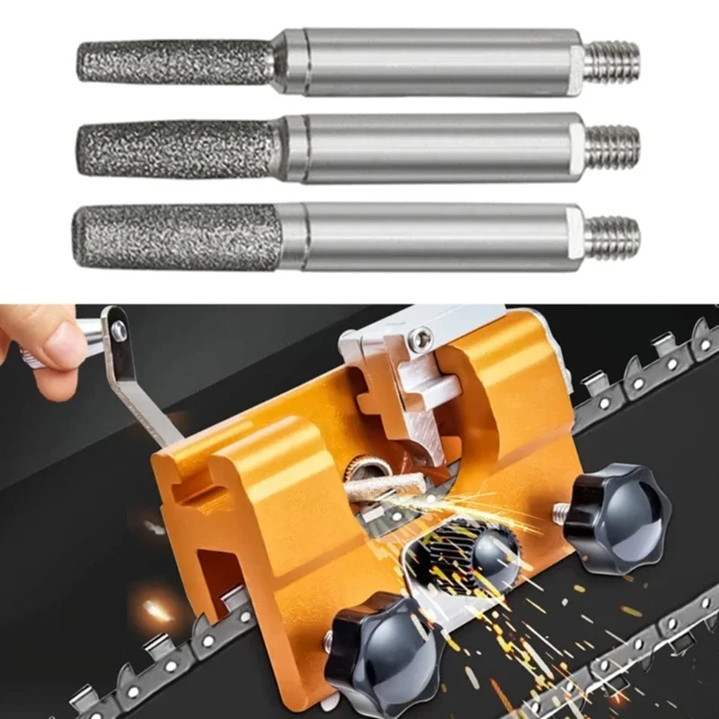 Chainsaw Sharpener Part Cylindrical Burr 4/4.8/5.5mm Grinding Head Chain Sharpener Stone File Grinding Tools