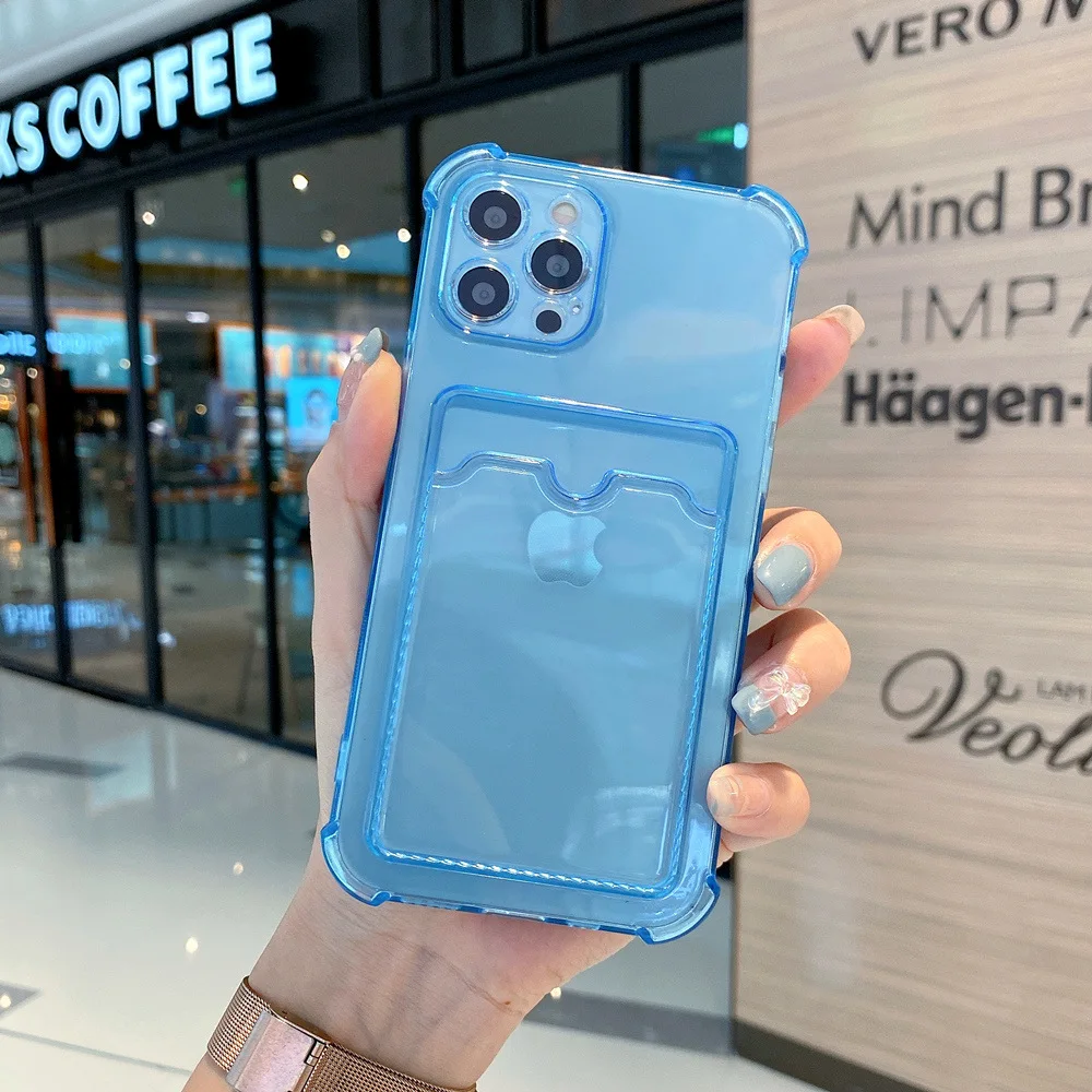 Transparent Shockproof Soft Bumper Phone Case with Clear Card Holder