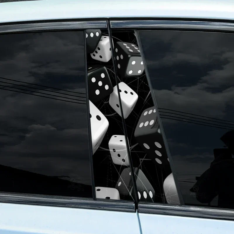 Autocollant De Pilier Central De Voiture - Autocollant De Colonne Centrale De Voiture | Loup Noir Englouti Dans La Couverture De Fenêtre De Porte