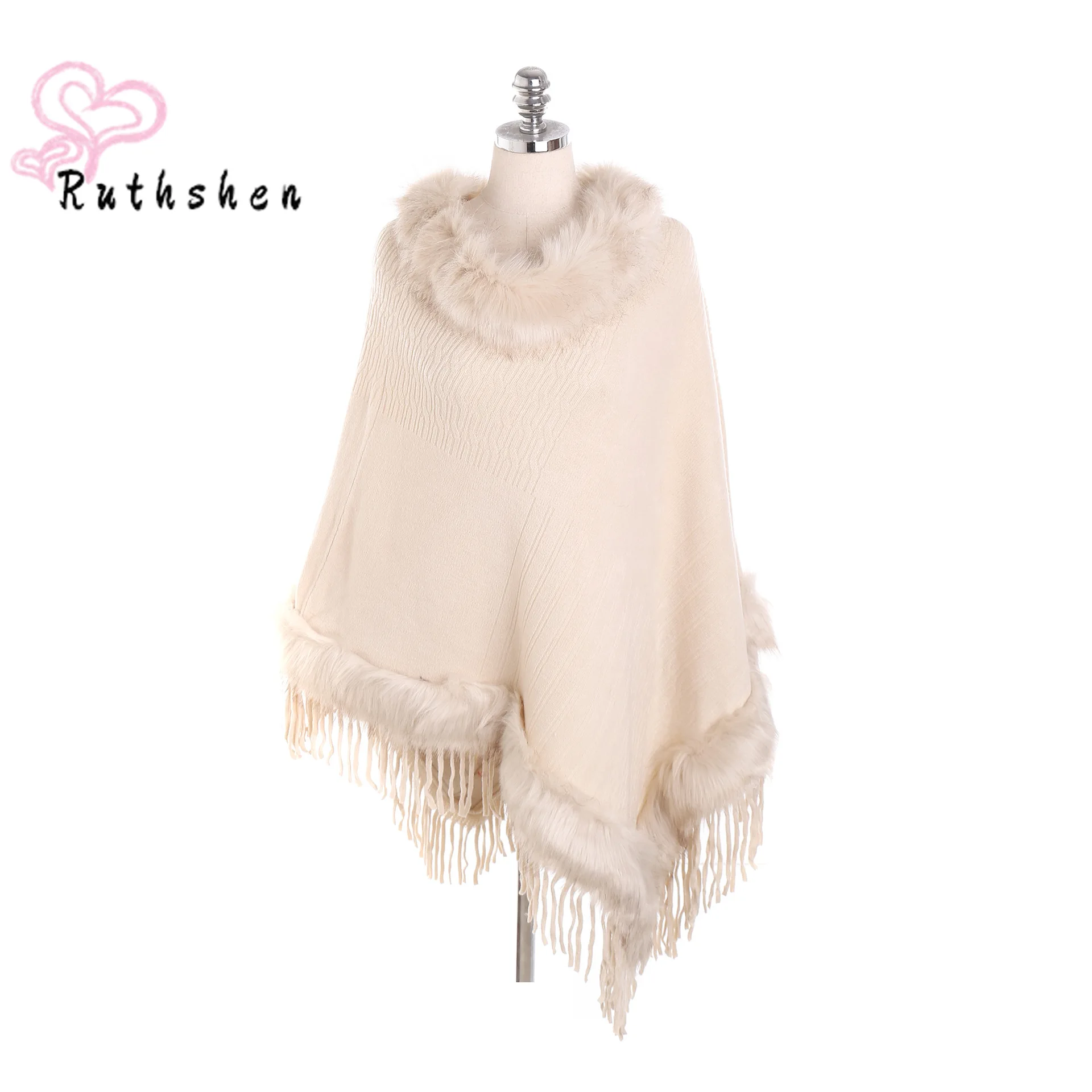 Fall Winter Faux Fur Women's Capes Pullover Bridal Party Shawl Warm Poncho Beige Cloaks Tapados Para Vestidos De Fiesta