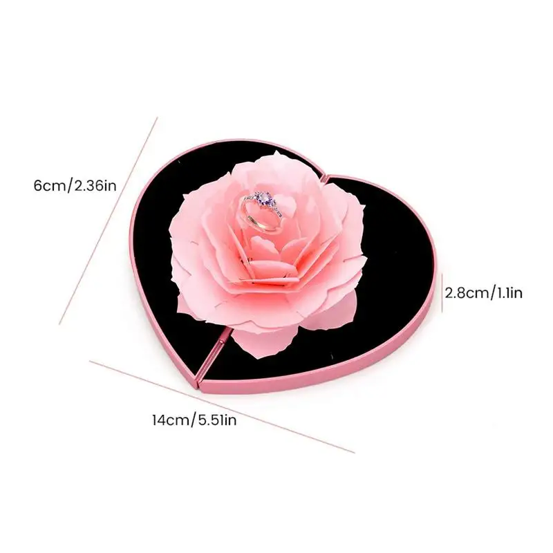 Róża 3D w kształcie serca obrotowa pudełko na pierścionek kreatywna propozycja kwiatów róży pudełko na pierścionek dla par pierścionki z diamentem opakowanie czerwony różowy