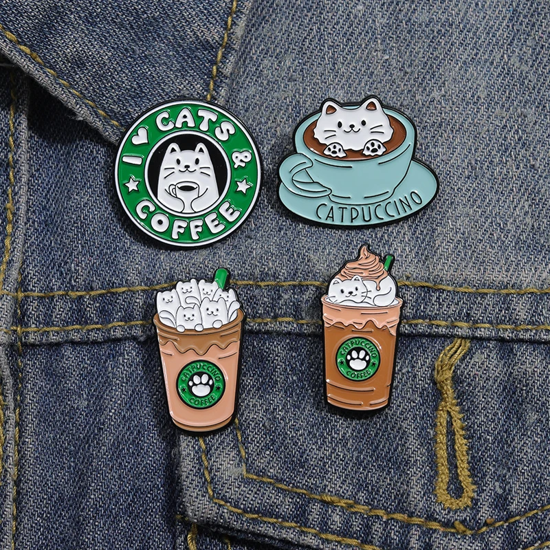 Cartoon Katze Milch Tee Tasse Emaille Pins Benutzerdefinierte Nette Kätzchen Dekorative Broschen Ich Liebe Katzen Pins Revers Hemd Abzeichen Schmuck Zubehör – Detail 9
