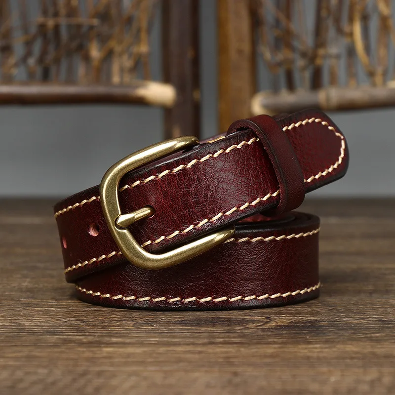 brown belt women 2.8cm Width Women Belt Designer Female Belt Genuine Leather Belts Cowskin Strap Pin Buckle Belts Fancy Vintage for Jeans wide belts