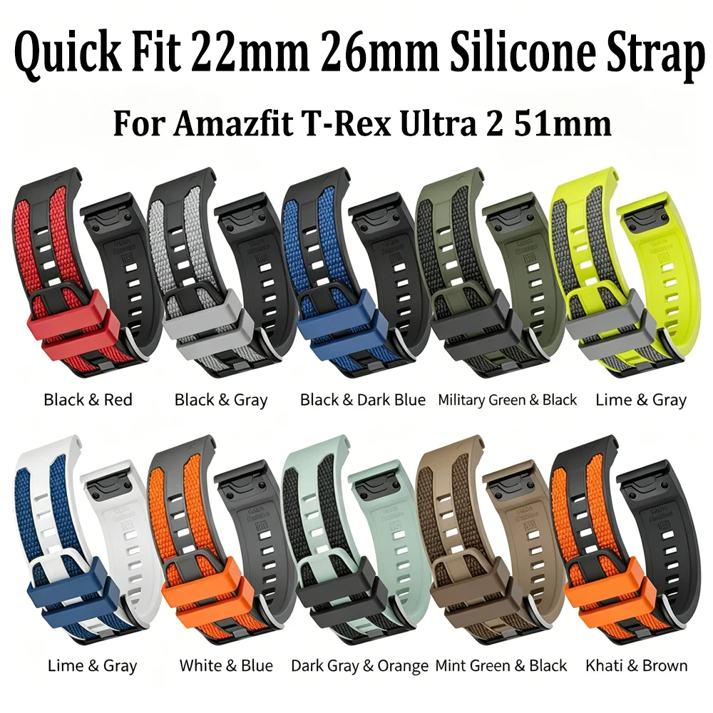 Versatile Silicone Strap for Smartwatches - Quick Fit 22mm/26mm