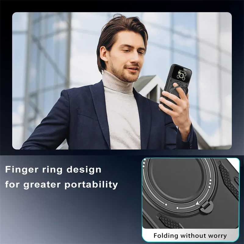 Magnetic Ring Stand Armor Shockproof Phone Case - Enhanced Protection Back Cover
