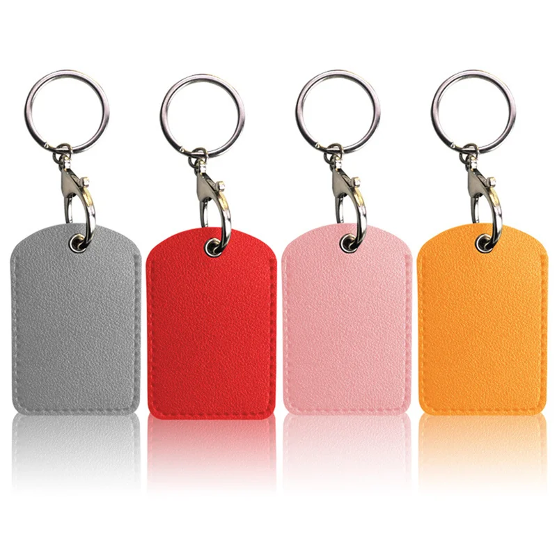 Cow Leather Keychain Key Ring Doorlock Access Control Tags Keyfob Tokey Tag ID Card Case Keychain Access Card Bag Key Tag Ring