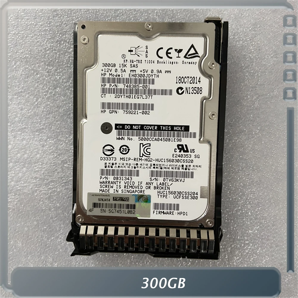 

300GB For HP 759208-B21 300G SAS 15K 12G 2.5 759546-001 Server Hard Disk