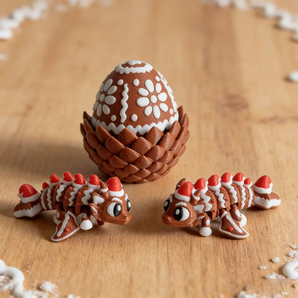 3D-Druck Niedlicher und alberner Lebkuchen-Drache + Drachen-Ei-Modell Kunststoff-Ornament Desktop-Dekoration Skulptur Ornament Urlaub Gi – Detail 8