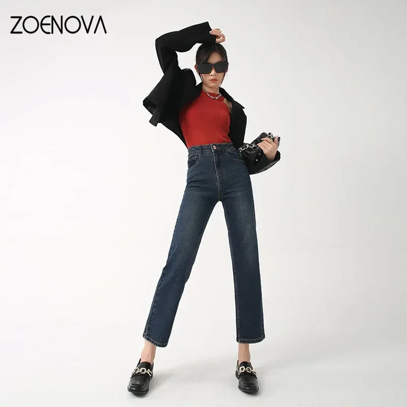 Zoenova | Trouser | Clothe | Jeans - Stretch Slim Straight Jeans Casual  Vintage High Waist - Aliexpress