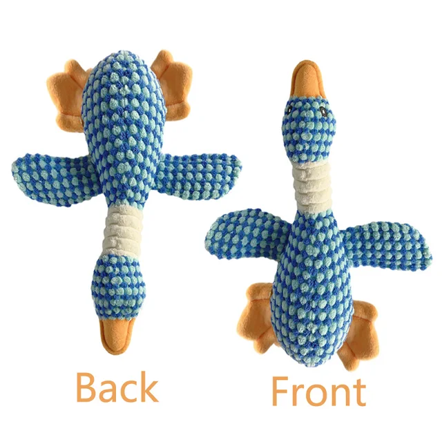 Cute Plush Pet Duck Squeaking Tooth Cleaning Dog Toy - Blue