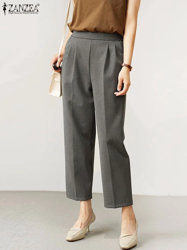 

ZANZEA Fashion OL Thin Suit Pant Office Lady Summer Pants 2023 Women Korean Style Solid Ninth Trouser Holiday All-match Pantalon