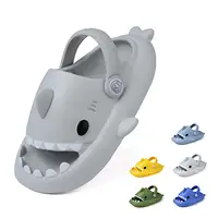KIDMI Boys Girl Shark Slides Non-Slip Open Toe Cloud Sandals Cute Comfy Cushioned Thick Sole Slippers Cartoon Shower Slippers