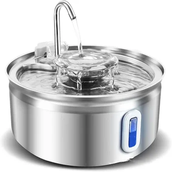 Stainless Steel Water Fountain for Cats and Dogs, Automatic Bowl with Water Level Window, 3.2L Pet Fountain 1