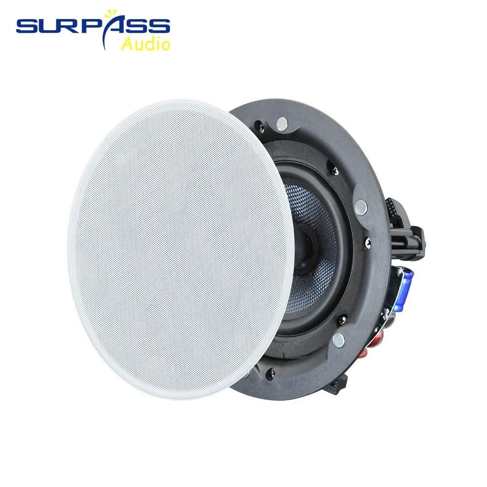 5.25'' Inch Bluetooth Frameless Active Coaxial Ceiling Speaker 4PCS Built In Class D Digital Power Smart Home Audio Music Palyer